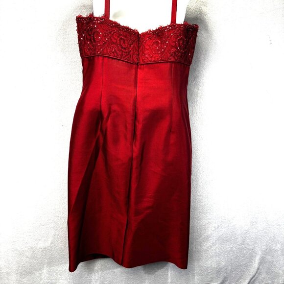 Talbots Silk Blend Beaded Dress Womens 10 Red Empire Waist Holiday Party - Picture 2 of 11